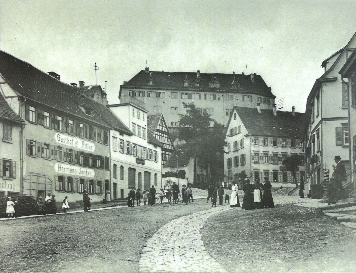 Historische Ansicht der Poststraße mit Plattenbühl in Böblingen